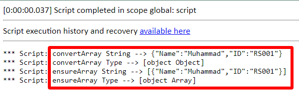 Comparing convertArray and ensureArray output