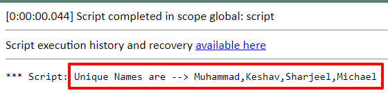 unique output in a ServiceNow background script