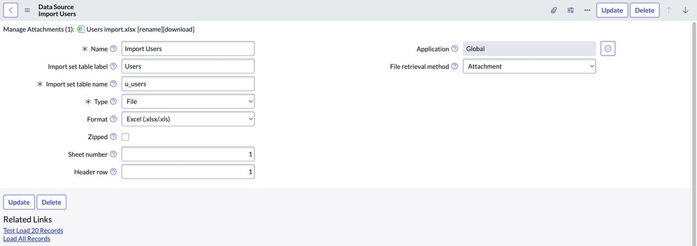 Data source configuration